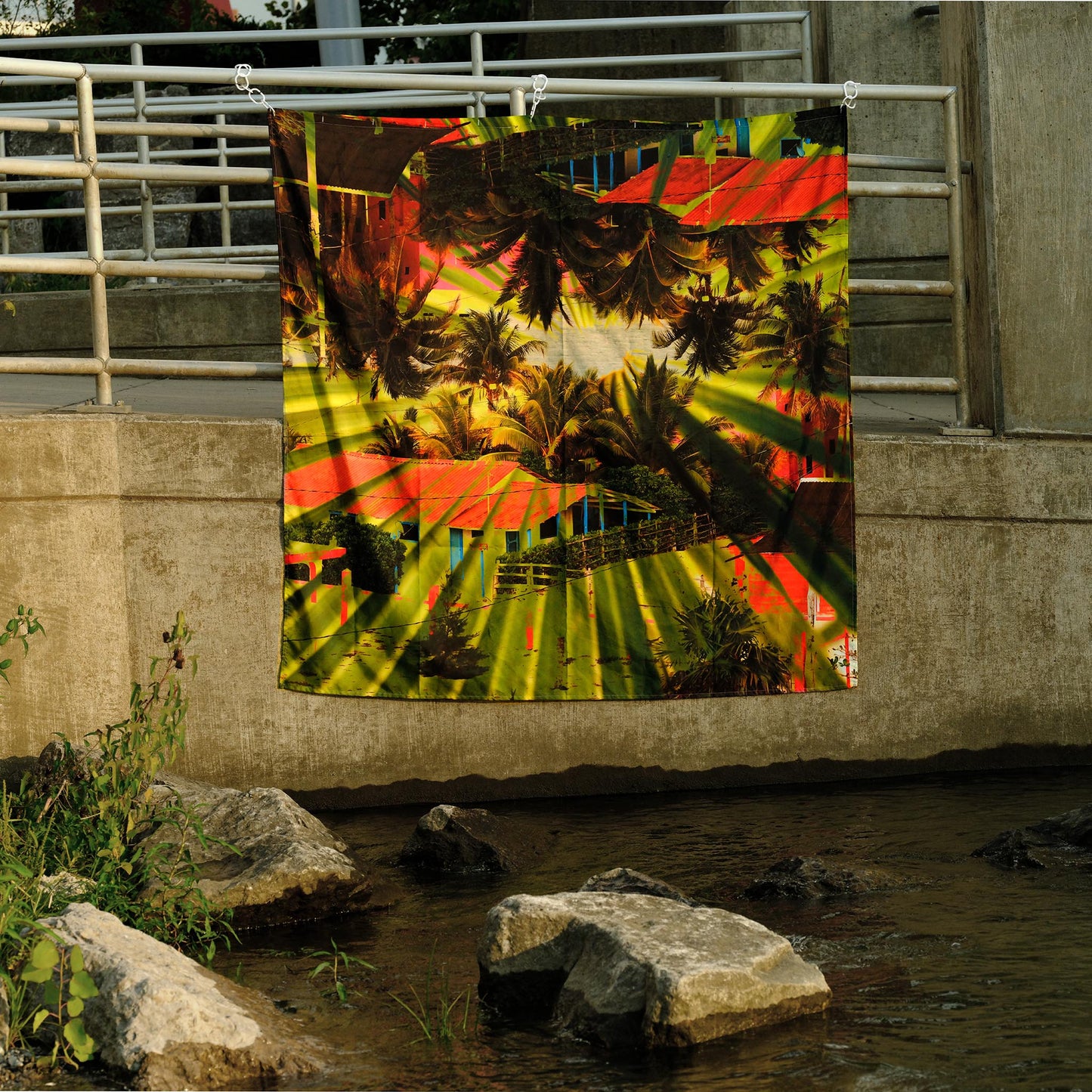 Palm Frawn Town Shower Curtain